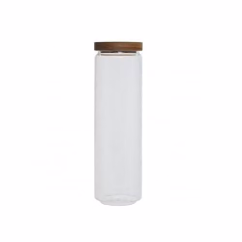 Orsina Freska Set of 3 Transparent Glass Jars with Solid Wood Lids, 1600 ml
