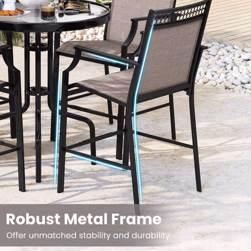 FORGEVIO Modern Metal Counter Height Outdoor Dining Chairs in Black – 5