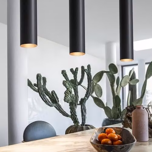 Ideal Lux Look Slim Cylinder Ceiling Pendant Light in Black with GU10 Socket – 3