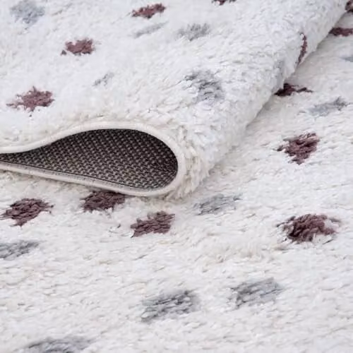 THE RUGS Modern Dotted Patterned Soft Shaggy Area Rug in Grey, Purple and Multicolour, W/D/H: 80 x 300 cm – 4