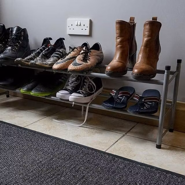 HyFive 2 Tier Extendable Metal Shoe Rack in Grey