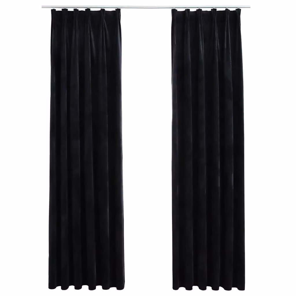 Berkfield Home Blackout Velvet Curtains, 2 Pack, Black, W: 140 cm, H: 245 cm – 2