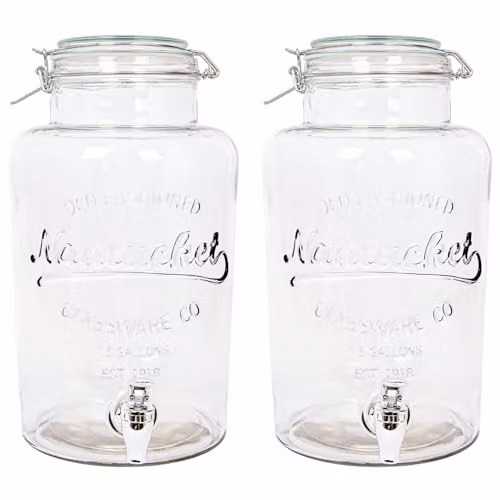 Rink Drink Glass Drinks Dispensers with Tap, 6.5L, Pack of 2, Transparent
