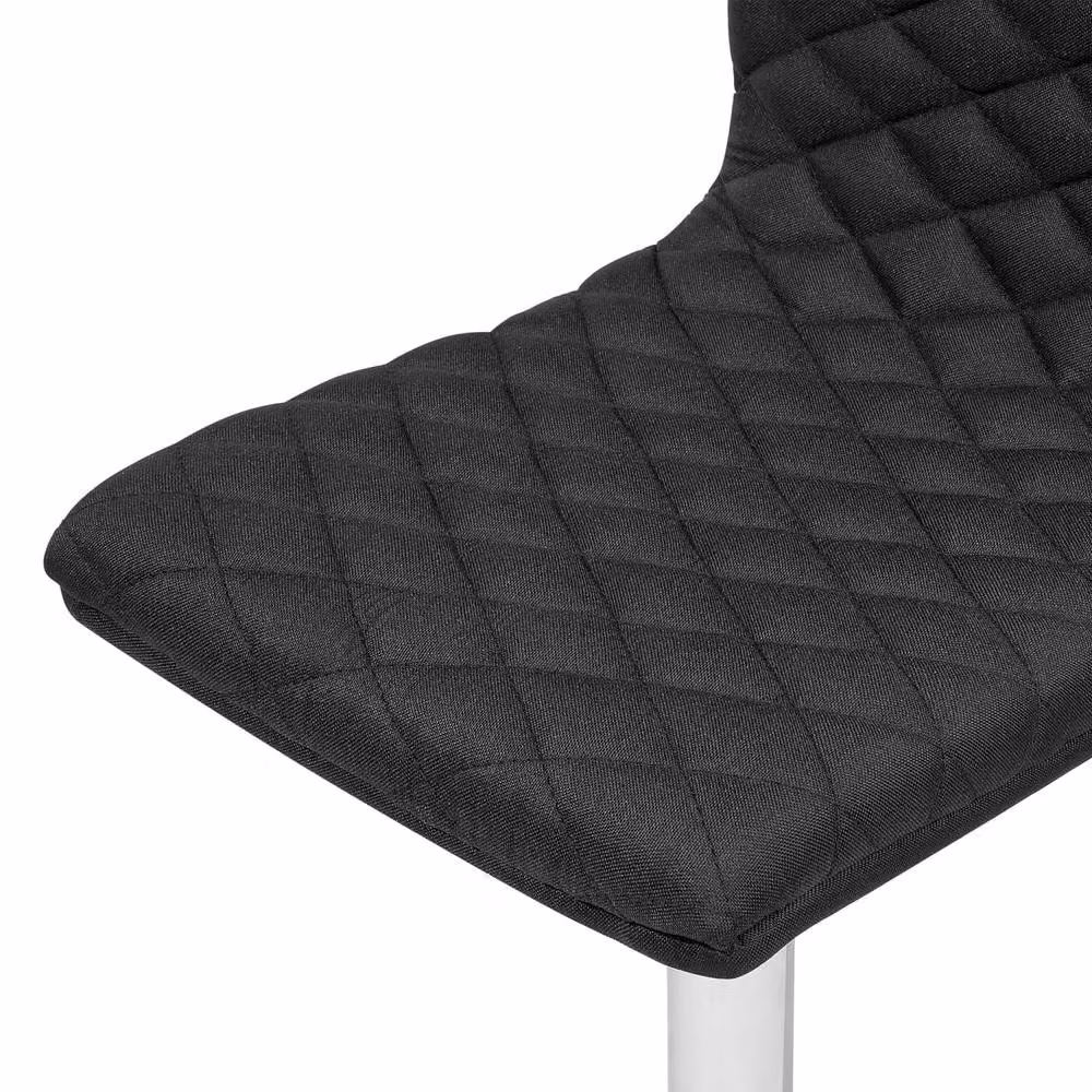 Wyld and Coco Set of 2 Black Quilted Fabric Gas Lift Swivel Bar Stools with Footrest – 4