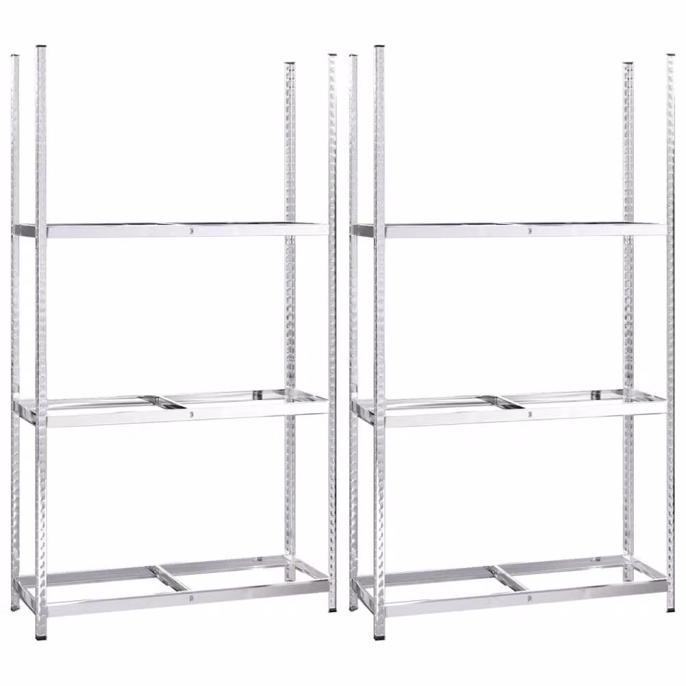 Berkfield Home 2-Piece Set of 3-Layer Freestanding Steel Tire Racks in Silver, W/D/H: 110 x 40 x 200 cm – 2
