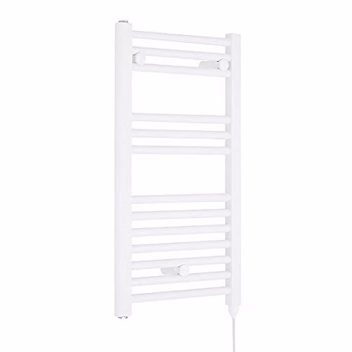 Nuie MTY156 Modern Bathroom 300 Watt Heated Electric Ladder Towel Rail, White, H 72 cm x W 40 cm