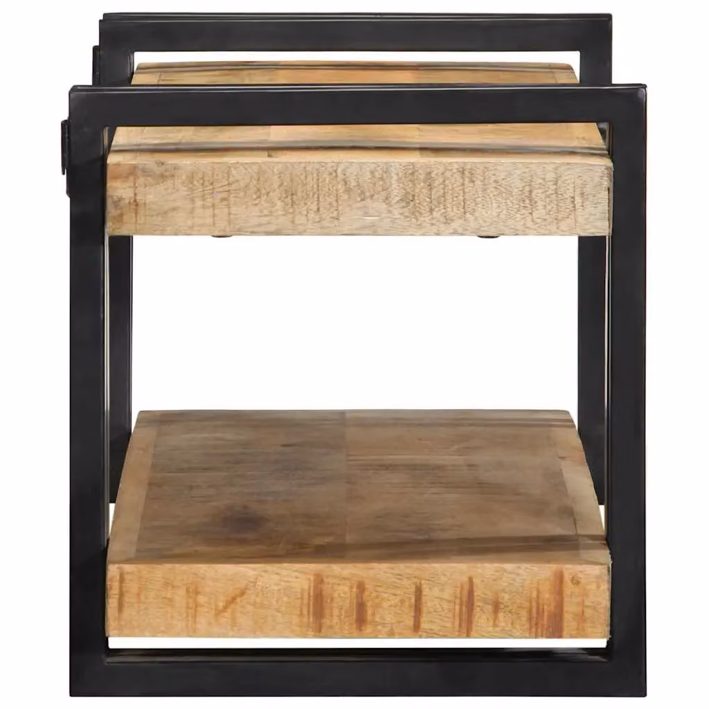 Berkfield Home Rustic Mango Wood Wall Shelf, Brown, W: 70 cm, D: 33 cm, H: 35 cm – 3
