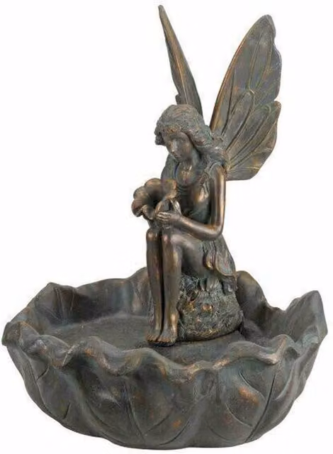 Garden Mile Solar Powered Fairy Water Feature Fountain in Bronze Resin