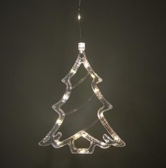 Samuel Alexander White Geometric Star Christmas Tree Window Decoration with Warm White LEDs, 20 cm