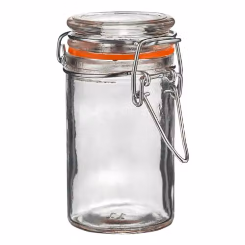 Argon Tableware 6 Pack Glass Spice Jars with Airtight Metal Clip Lids and Chalkboard Stickers, 70ml, Multicolour and Transparent – 3