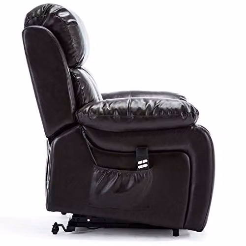 More4Homes Chester Dual Motor Electric Riser Recliner Armchair in Brown Bonded Leather with Massage and Heat Functions – 5