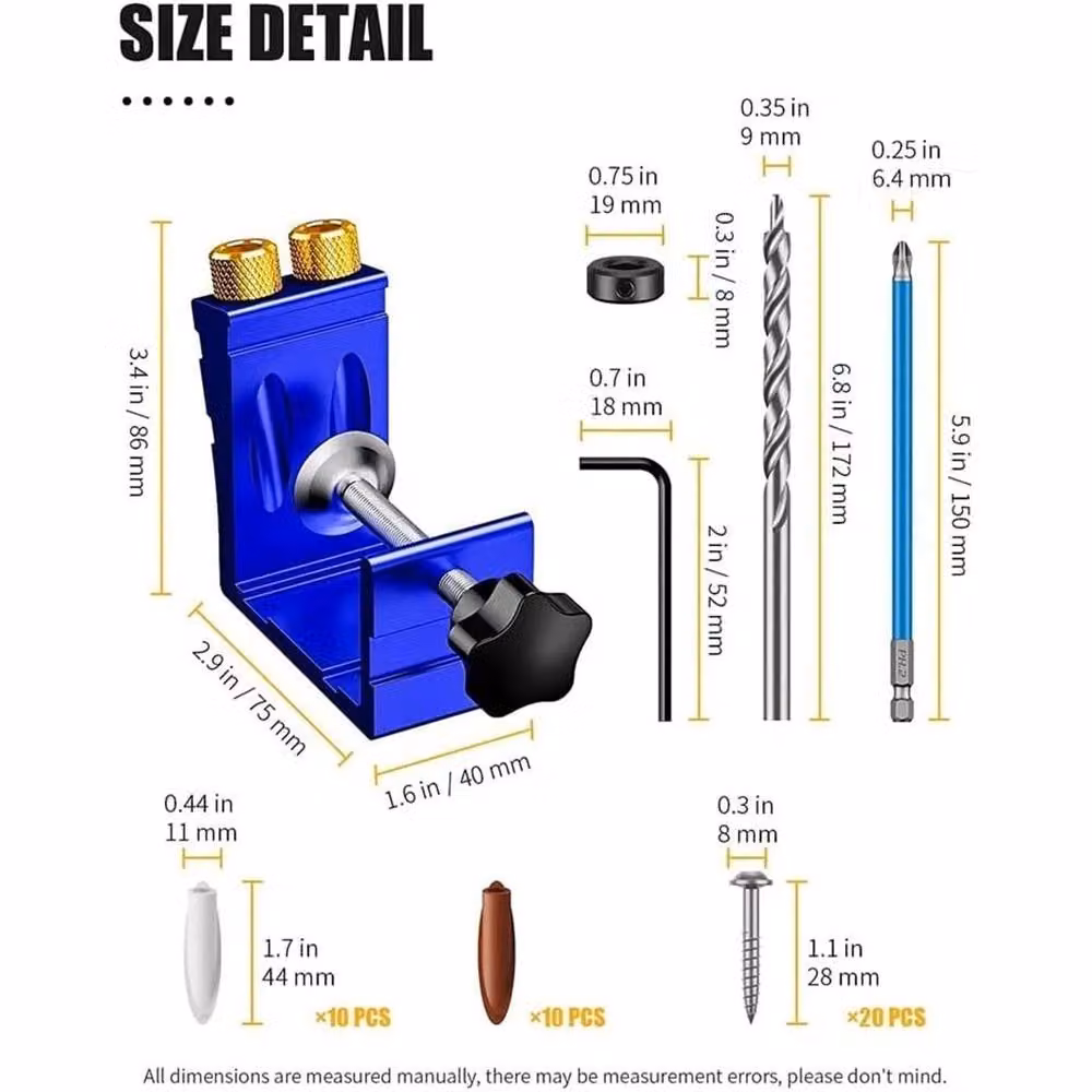 SPETLEK Pocket Hole Jig Kit and Dowel Drill Joinery Tool in Blue – 2