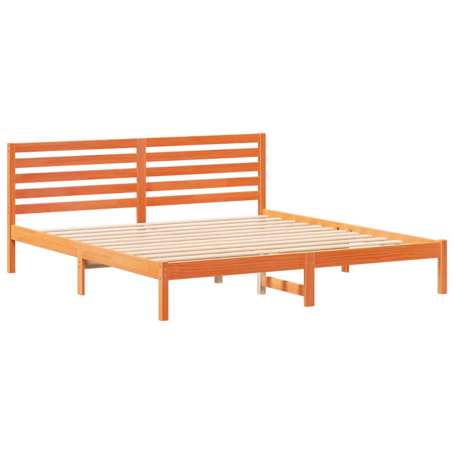 Berkfield Home Solid Pine Wood Bed with Headboard in Wax Brown, W/D/H: 180 x 200 x 80.5 cm – 2