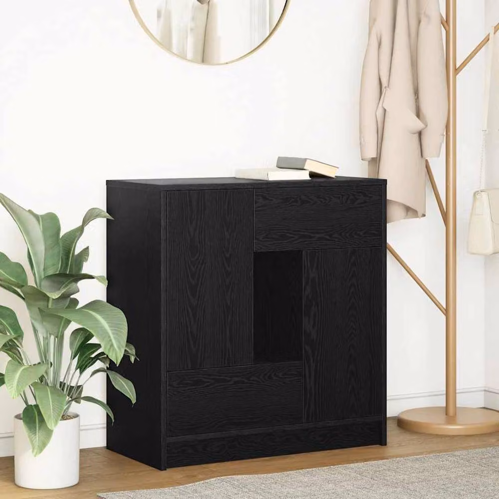 Berkfield Home Modern Sideboard with Drawers and Doors in Black Oak, W/D/H: 70.5 x 34 x 74.5 cm – 2