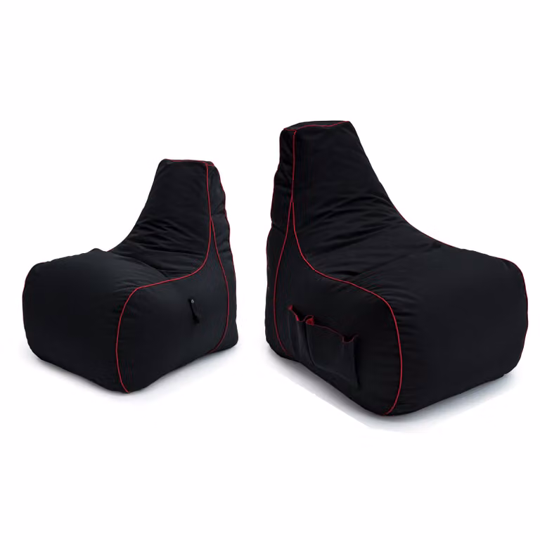 Game Over Store Gaming Bean Bag Chairs for Kids and Adults in Electric Crimson Red and Black