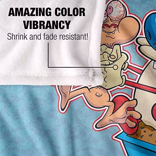 LOGOVISION Ren and Stimpy Oh Joy Silky Touch Super Soft Fleece Throw Blanket, White, W/D/H: 152 x 127 cm – 2