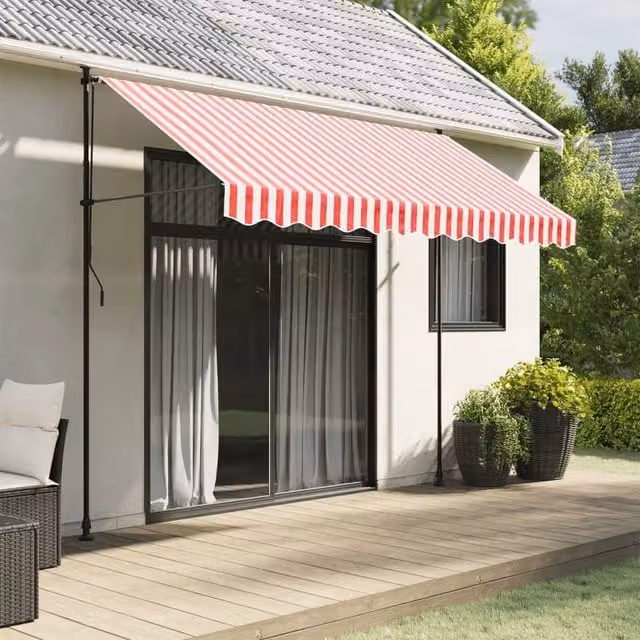 Berkfield Home Replacement Awning Valance Fabric in Red and White Stripe, 3 m – 1