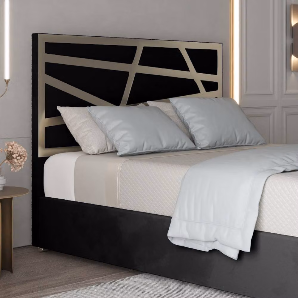 Casani Enborne Upholstered Velvet Designer Bed Frame with Metal Accents, W/D/H: 120 x 200 cm – 4