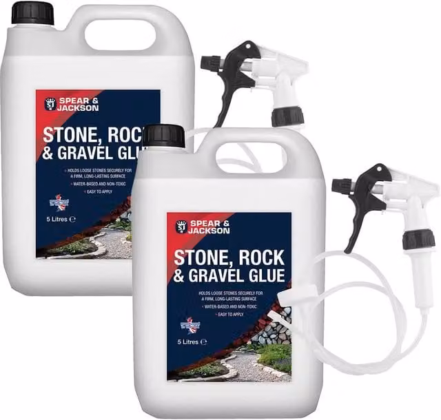 Spear & Jackson Ready-to-Use Rock Glue for Gravel and Pebbles, White, 10L Total (2 x 5L)