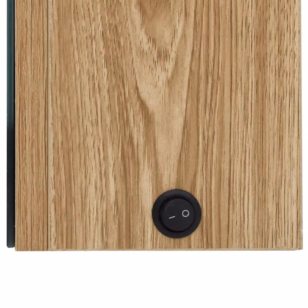 Berkfield Home Modern Oak LED Bathroom Mirror Cabinet in Brown, W/D/H: 50 x 13 x 70 cm – 3