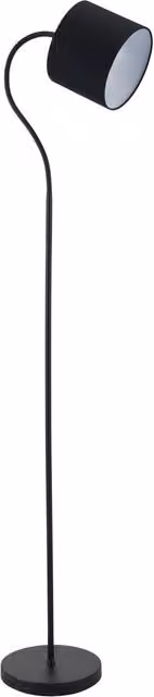 Happy Homewares Classic Matte Black Floor Lamp with Adjustable Fabric Shade – 1