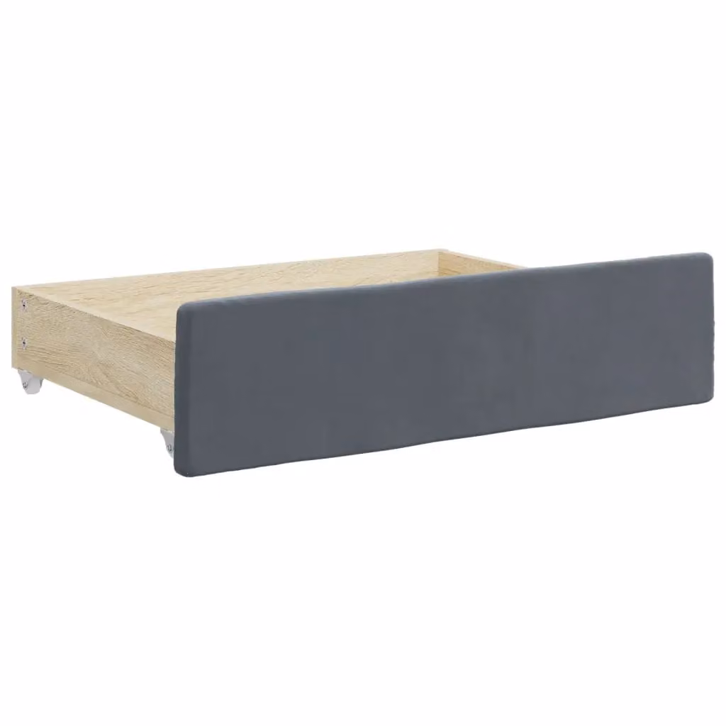 Berkfield Home Bed Storage Drawers, 2 Piece Set in Dark Grey Engineered Wood and Velvet – 3
