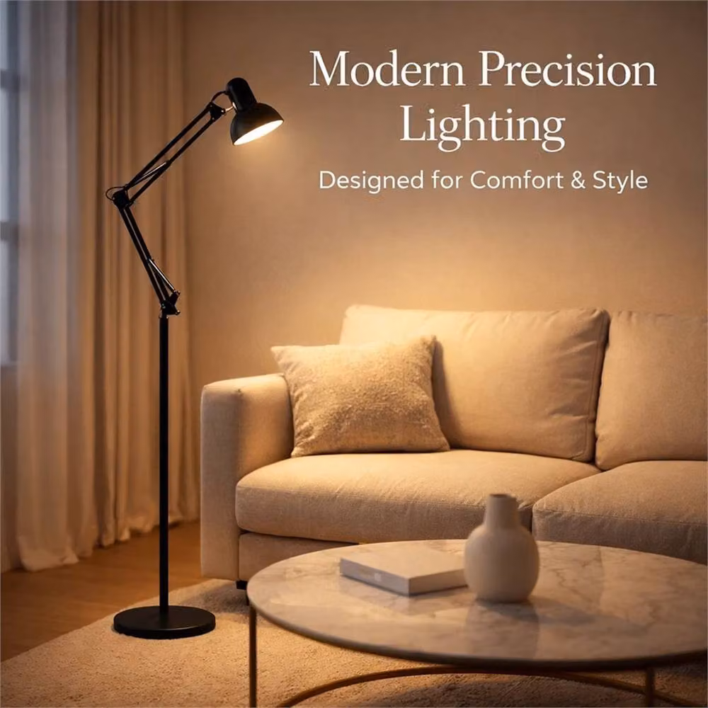 EONLION Industrial Metal Floor Lamp with Adjustable Dome Shade in Black and Copper, H 185 cm x W 28 cm – 2