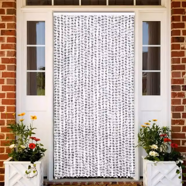 Berkfield Home Insect Chenille Thermal Insulating Opaque Curtain in Grey, W: 100 cm, H: 220 cm