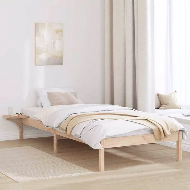 Berkfield Home Modern Solid Pine Wood Bed Frame, Brown, W: 80 cm, L: 200 cm