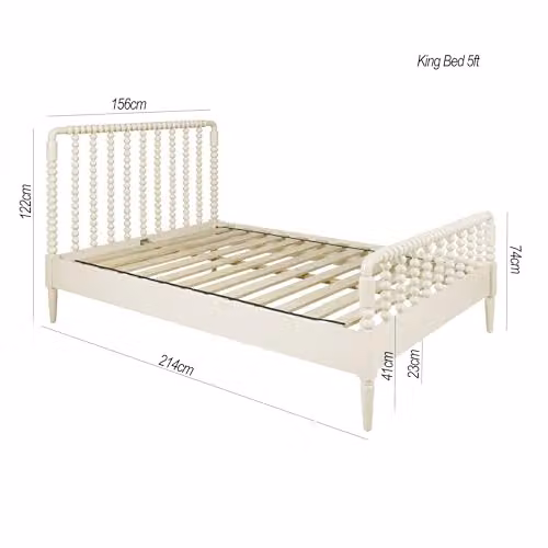 Statement Furniture Cromwell Wooden Bed Frame with Bobbin Design Headboard and Footboard in Green, W/D/H: 180 x 200 x 122 cm – 2