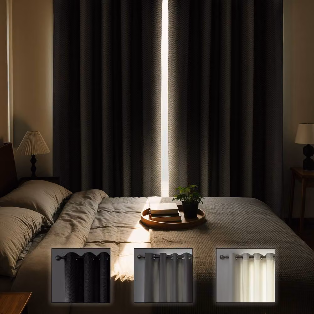 New Edge Blinds Amaranth Geometric Eyelet Curtains in Stone, Width: 168 cm, Drop: 183 cm – 3