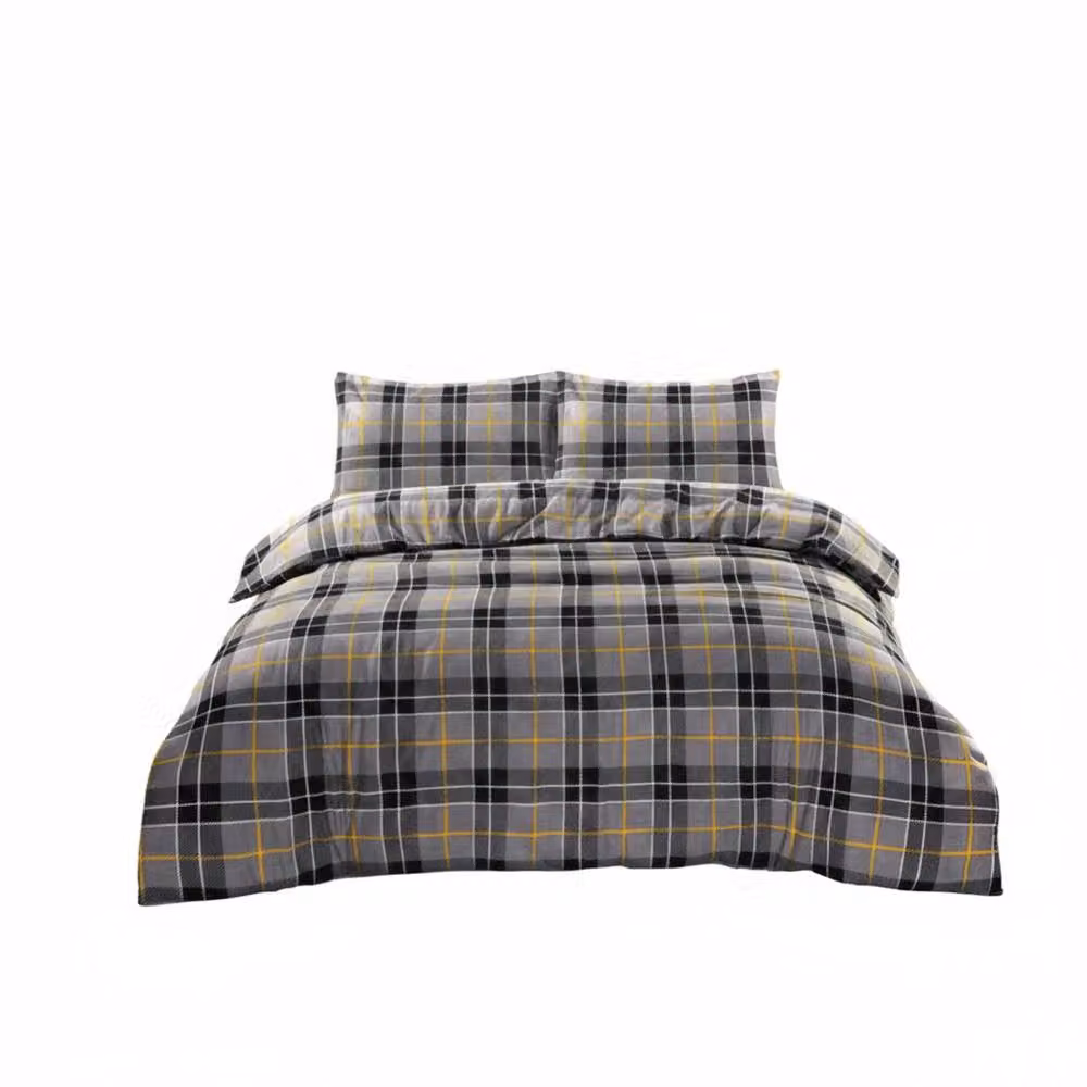 Snug City Grey Tartan Flannelette Cotton Duvet Cover and Pillowcase Set – 3