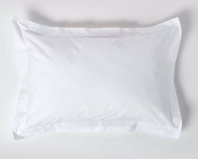 Homescapes White Egyptian Cotton Oxford Pillowcase, 200 TC Percale