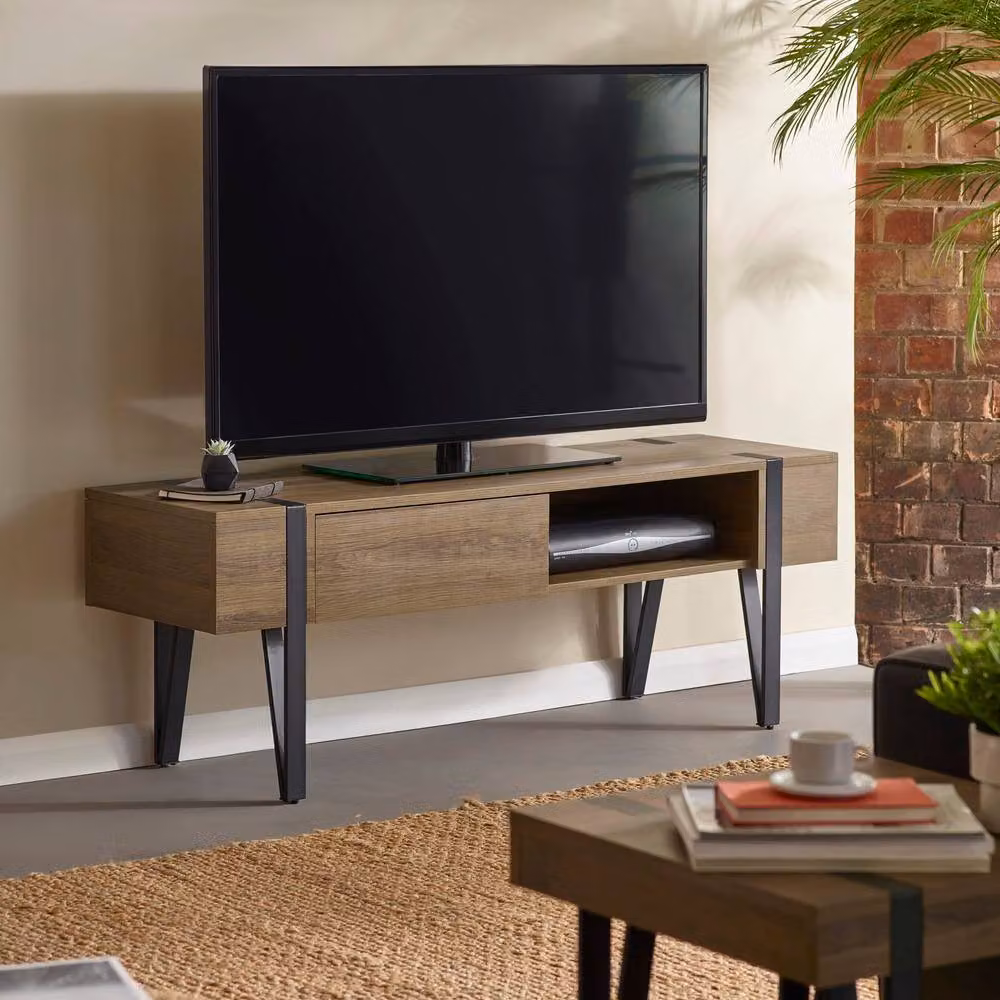 Cheshire Premium Tallis TV Unit for up to 65 Inch TVs in Rustic Brown Wood Effect – 3