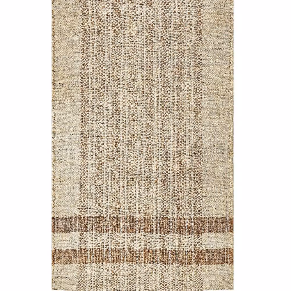 Wyld and Coco Handwoven Jute and Cotton Geometric Area Rug in Beige with Fringes, W/L: 80 x 150 cm – 2