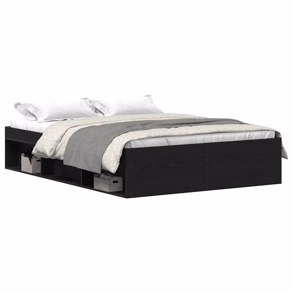 Berkfield Home Durable Bed Frame in Black Oak, W/D/H: 140 x 190 cm – 3