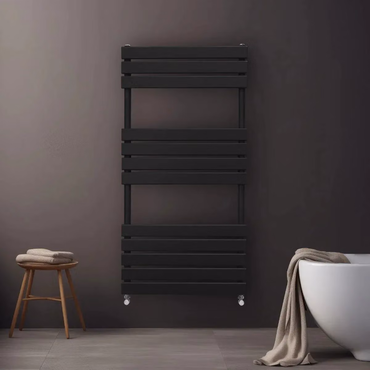 Monstershop Flat Panel Steel Towel Radiator in Black, W/H: 60 x 120 cm – 7