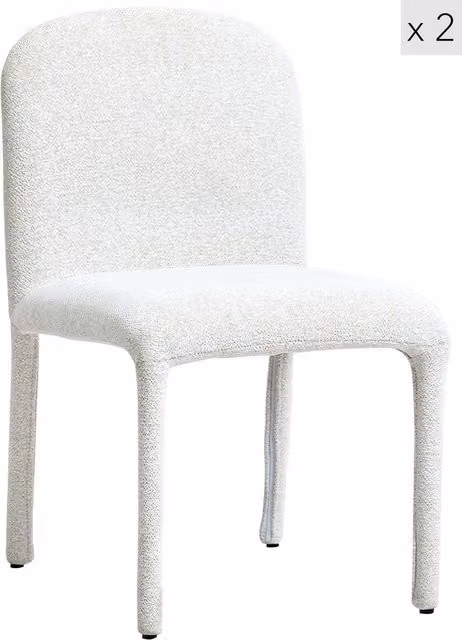 Nordlys Set of 2 Scandinavian Upholstered Dining Chairs in Beige Fabric