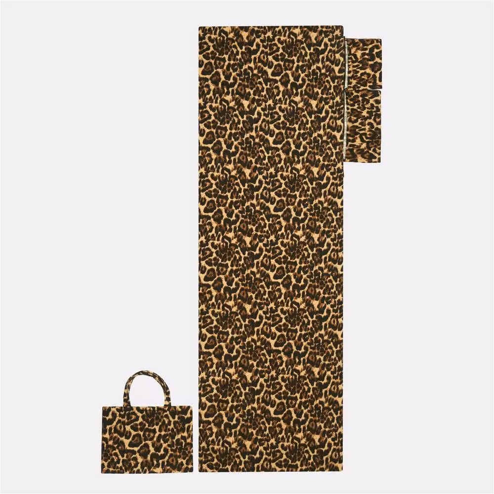 OHS Leopard Print Sun Lounger Towel and Inflatable Bolster Pillow Set in Brown and Multicolour – 8