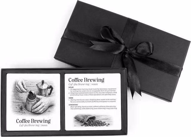 Purely Home Coffee Brewing Definitions Ceramic Coaster Gift Set in White and Black