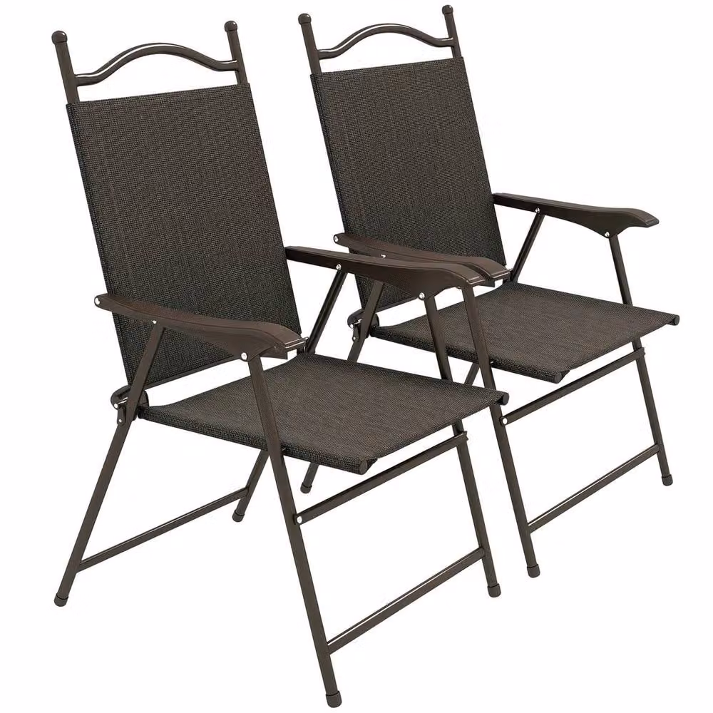 EONLION Set of 2 Folding Chairs with Fabric Seats in Brown – 5