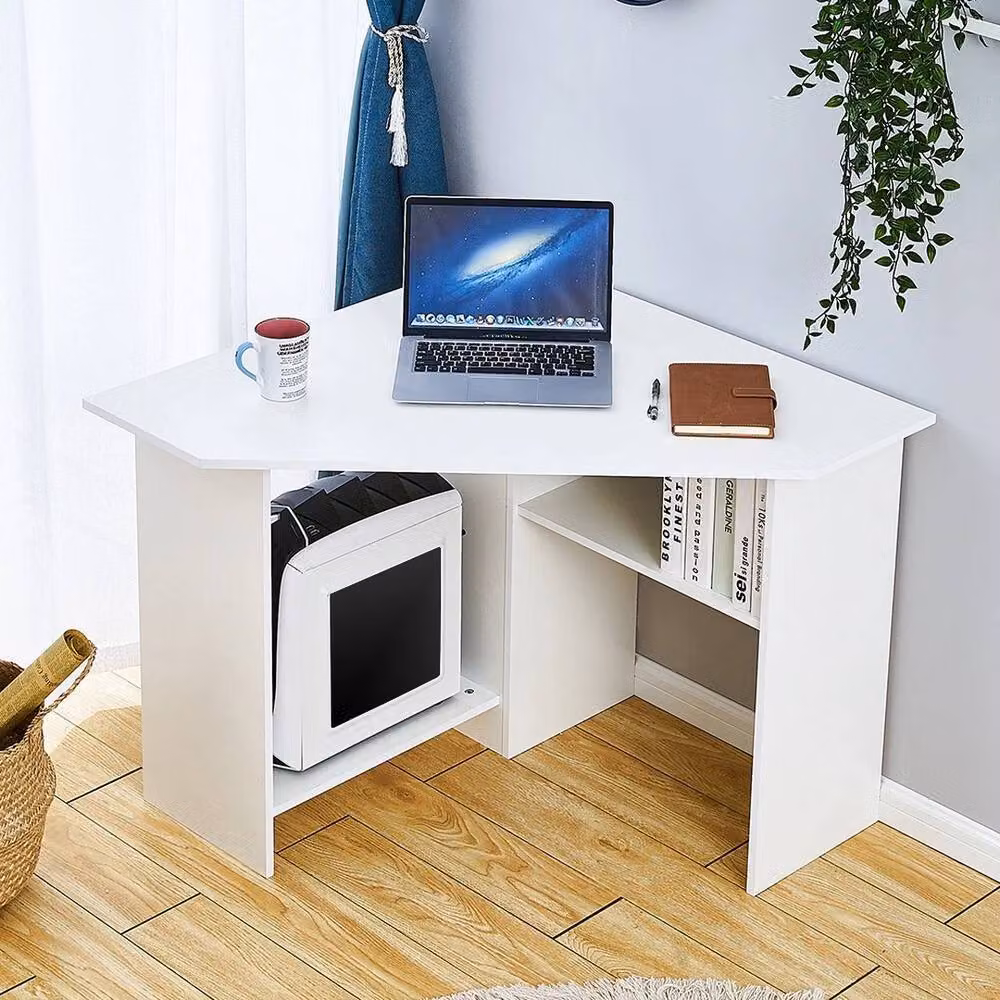 ERGOVEXA Modern Computer Desk with Shelf in White – 5