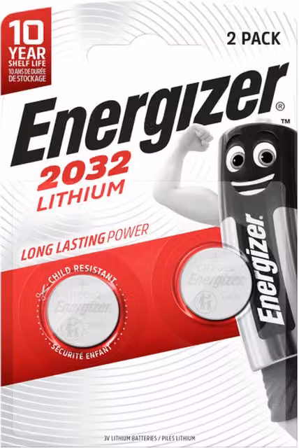 Energizer Lithium CR2032 Button Cell Battery in Silver and Multicolour – 2