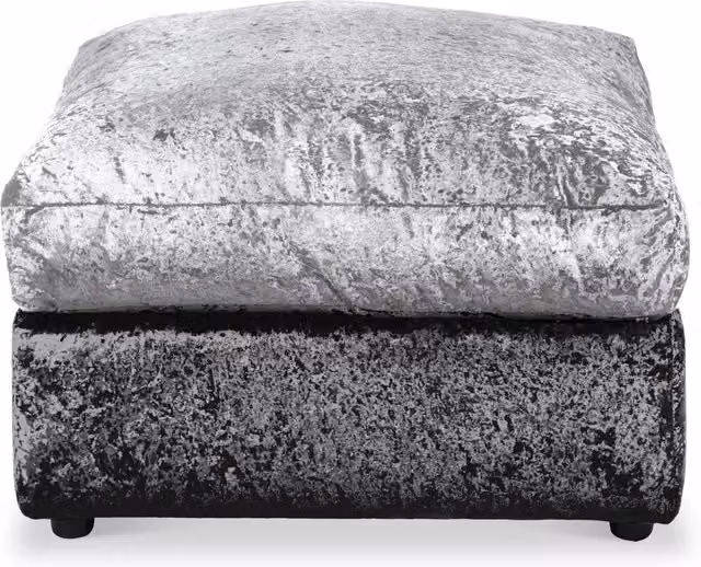 Snugg Furniture UK Limited Aurora Crushed Velvet Footstool in Silver, Black and Multicolour, W/D/H: 60 x 40 x 60 cm – 1