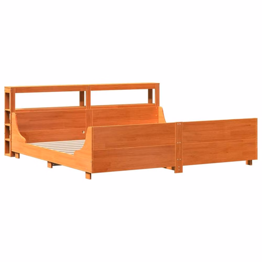 Berkfield Home Rustic Solid Wood Pine Bed Frame in Waxed Brown, W/D/H: 200 x 200 cm – 3