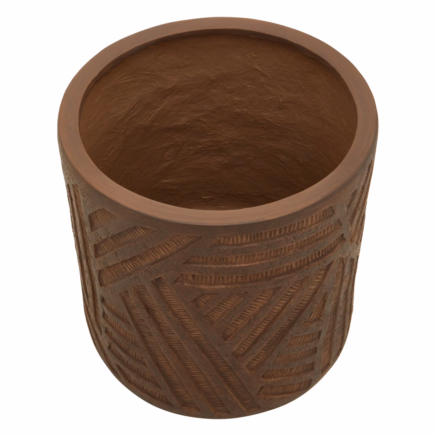 Orsina Darnell Brown Geometric Round Tabletop Planter – 2
