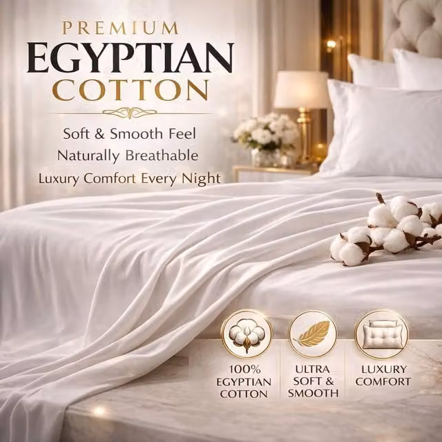 Homes-Linen 400TC Egyptian Cotton King Size Flat Sheet in White, Mako Satin Quality, W/D/H: 180 x 200 cm – 1