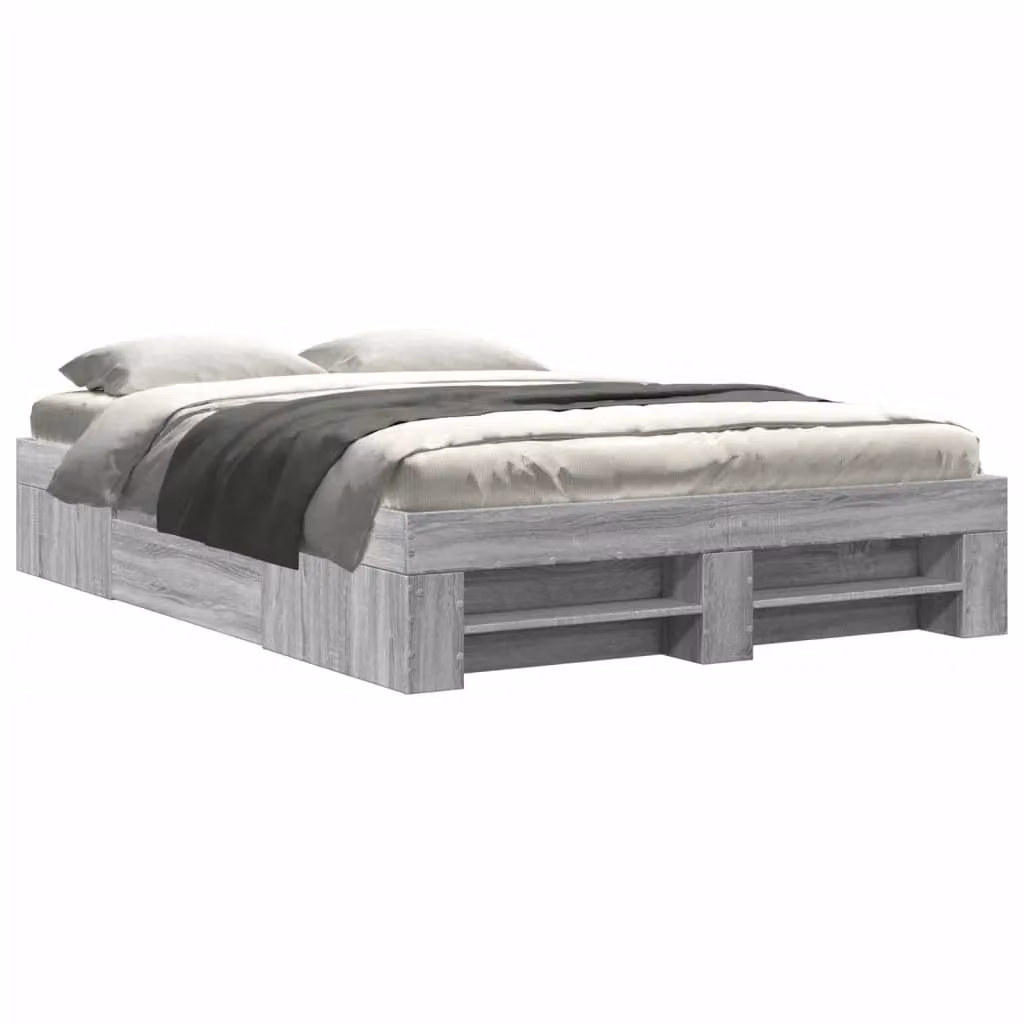 Berkfield Home Small Double Bed Frame in Grey Sonoma, Engineered Wood, W/D/H: 120 x 190 cm – 2