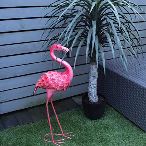 St Helens Home & Garden Pink Metal Flamingo Free Standing Garden Ornament Sculpture, Height: 60 cm – 2