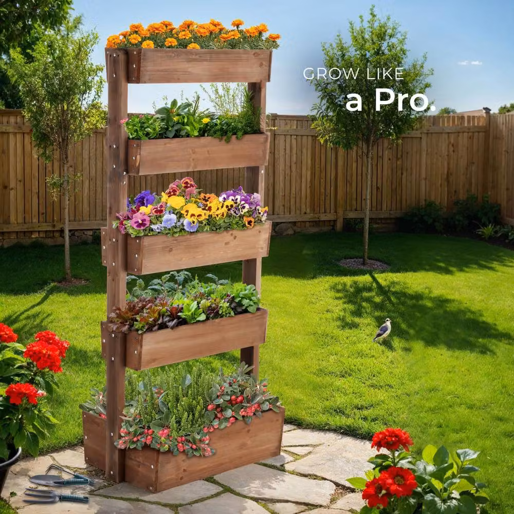 tectake Wooden Raised Bed Planter in Brown, W/D/H: 180 x 52 x 81 cm – 8